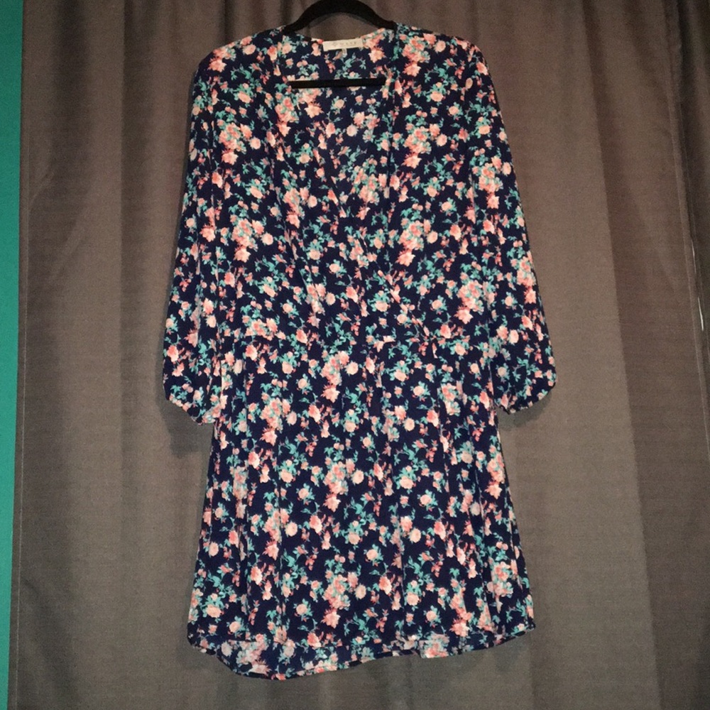 NWOT Wayf flower print faux wrap dress.